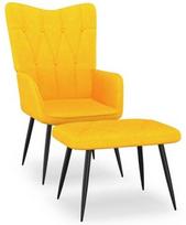 Fotelis VLX Relaxing With Stool 327563, geltonas/violetinis, 70 cm x 61 cm x 96.5 cm