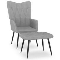 Fotelis VLX Relaxing Chair With A Stool, pilkas, 70 cm x 61 cm x 96.5 cm