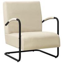 Fotelis VLX Fabric 325744, juodas/kreminės spalvos, 77 cm x 64.5 cm x 84 cm