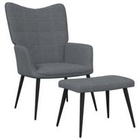 Fotelis VLX With Stool 327953, tamsiai pilka, 70 cm x 61 cm x 96.5 cm