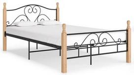 Lova VLX Metal 324941, juoda/medžio, 210x127 cm, su grotelėmis