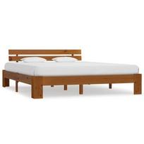 Lova VLX Solid Pine Wood, ruda, 213x185 cm, su grotelėmis