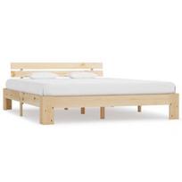 Lova VLX Solid Pine Wood, ruda, 213x165 cm, su grotelėmis
