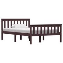 Lova VLX Solid Pinewood, tamsiai ruda, 208x128 cm, su grotelėmis