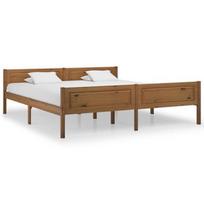 Lova VLX Solid Pinewood, ruda, 206x186 cm, su grotelėmis