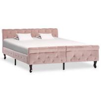 Lova VLX 288567, rožinė, 226x146.5 cm, su grotelėmis