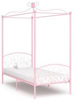 Lova VLX Metal 284486, rožinė, 211x99 cm, su grotelėmis