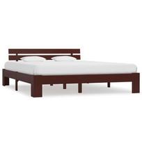 Lova VLX Solid Pine Wood, tamsiai ruda, 213x185 cm, su grotelėmis