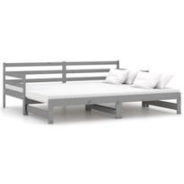 Lova VLX Solid Pinewood Pull-out, pilka, 203x183 cm, su grotelėmis