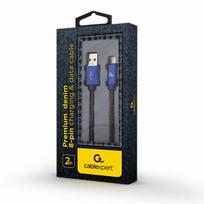 8 pin kabelis - Gembird USB To Lightning Premium Denim Blue 2m - 2 nuotrauka