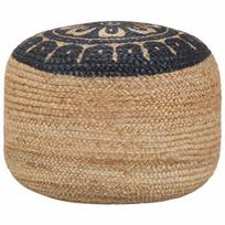 Pufas VLX Jute 248087, mėlynas/kreminės spalvos, 45 cm x 45 cm x 30 cm