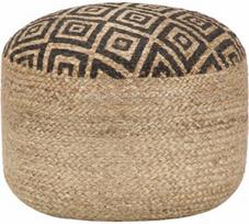 Pufas VLX Jute 248086, juodas/kreminės spalvos, 45 cm x 45 cm x 30 cm