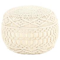 Pufas VLX Macrame Pouffe, baltas, 45 cm x 45 cm x 30 cm