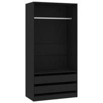 Spinta VLX Wardrobe Chipboard Black, juoda, 100 cm x 50 cm x 200 cm