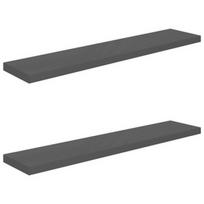 Sieninė lentyna VLX High Gloss 2pcs 323800, pilka, 120 cm x 23.5 cm x 3.8 cm
