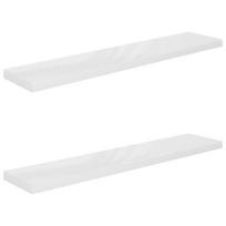 Sieninė lentyna VLX High Gloss 2pcs 323758, balta, 120 cm x 23.5 cm x 3.8 cm