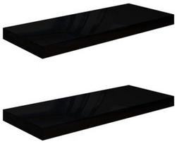 Sieninė lentyna VLX High Gloss 323770, juoda, 60 cm x 23.5 cm x 3.8 cm