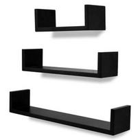 Sieninė lentyna VLX 275989, juoda, 12 cm x 60 cm x 10 cm