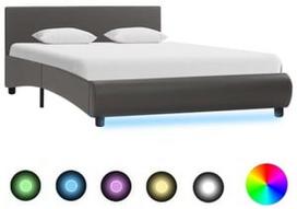Lova VLX Faux Leather w/ LED 285495, pilka, 217x144 cm, su grotelėmis