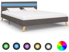 Lova VLX Bed Frame, šviesiai pilka, 211x145 cm, su grotelėmis