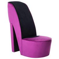 Fotelis VLX High Heel Velvet, juodas/violetinis, 82.5 cm x 43 cm x 85.5 cm