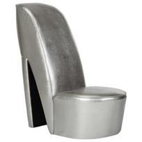 Fotelis VLX High Heel Faux Leather, sidabro, 82.5 cm x 43 cm x 85.5 cm