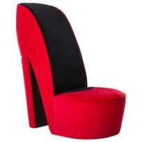 Fotelis VLX High Heel Velvet, juodas/raudonas, 82.5 cm x 43 cm x 85.5 cm