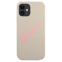 Guess "GUHCP12SLSVSGP Silicone Vintage Pink Script Cover iPhone 12 mini"