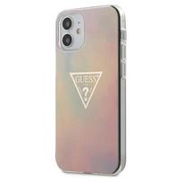 iphone 12 mini dekliukas - Guess "GUHCP12SPCUMCGG01 PC/ TPU T&D Gold Triangle Cover iPhone 12 mini" Pink - 1 nuotrauka
