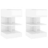 Naktinis staliukas VLX High Gloss 2 pcs 808661, baltas, 35x40x65 cm
