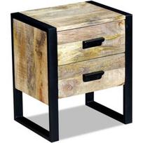 Naktinis staliukas VLX Solid Mango Wood, rudas/juodas, 43x33x51 cm