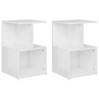 Naktinis staliukas VLX High Gloss 2pcs 806359, baltas, 35x35x55 cm