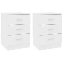 Naktinis staliukas VLX Chipboard 2 pcs, baltas, 38x35x56 cm
