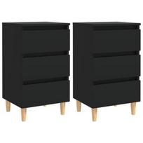 Naktinis staliukas VLX Chipboard 2 pcs, juodas, 40x35x69 cm