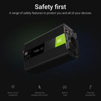 adapteris 220v 12v - GREENCELL INV08 Voltage converter Green Cell 12V - 220V, 1000W/2000W - 8 nuotrauka