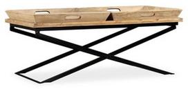 Kavos staliukas VLX Solid Mango Wood 244898, rudas/juodas, 1100 mm x 550 mm x 420 mm