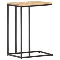 Kavos staliukas VLX Solid Mango Wood, rudas/juodas, 350 mm x 450 mm x 650 mm