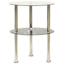 Kavos staliukas VLX 2-Tier 322789, skaidrus/juodas, 380 mm x 380 mm x 500 mm