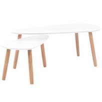 Kavos staliukas VLX 2 Piece Set 244731, baltas, 1000 mm x 500 mm x 400 mm