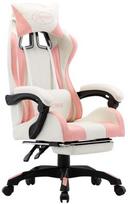 VLX Racing Chair with Footrest, balta/rožinė