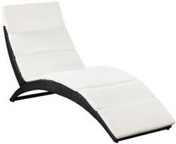 Gultas VLX Sun Lounger w/ Cushion 41809, juodas, 162 cm x 64 cm x 86 cm