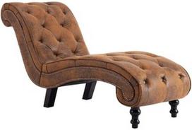 Fotelis VLX Chaise Lounge Faux Suede Leather, rudas, 145 cm x 52 cm x 77 cm