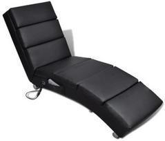 Fotelis VLX Massage Lounger Faux Leather 240968, juodas, 155 cm x 51 cm x 73 cm