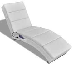 Fotelis VLX Massage Lounger Faux Leather 240969, baltas, 155 cm x 51 cm x 73 cm