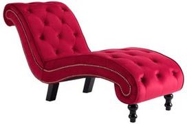 Fotelis VLX Chaise Lounge Velvet, raudonas, 145 cm x 52 cm x 77 cm
