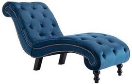 Fotelis VLX Chaise Lounge Velvet, mėlynas, 145 cm x 52 cm x 77 cm