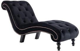 Fotelis VLX Chaise Lounge Velvet, juodas, 145 cm x 52 cm x 77 cm