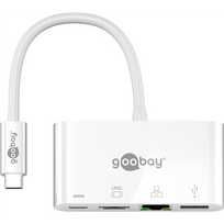 usb c ilgintuvas - Goobay USB-C Multiport Adapteris (HDMI + Ethernet, PD) 62105 Baltas - 4 nuotrauka