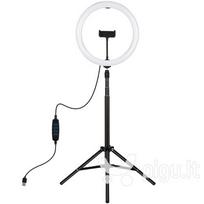 trikojis telefonui - LED žiedinė lempa 30cm su trikoju stovu iki 1.65m ir telefono laikikliu, USB - 1 nuotrauka