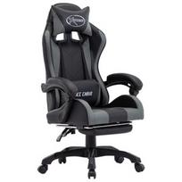 Žaidimų kėdė VLX Faux Leather, juoda/pilka